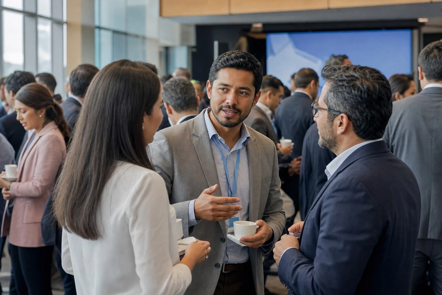 Evento corporativo con asistentes